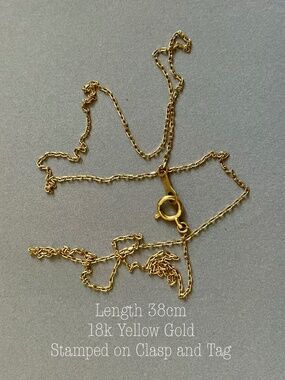 Dainty Solid 18K Yellow Gold Necklace - 0.96 gram - 38 cm - for Petite Girl